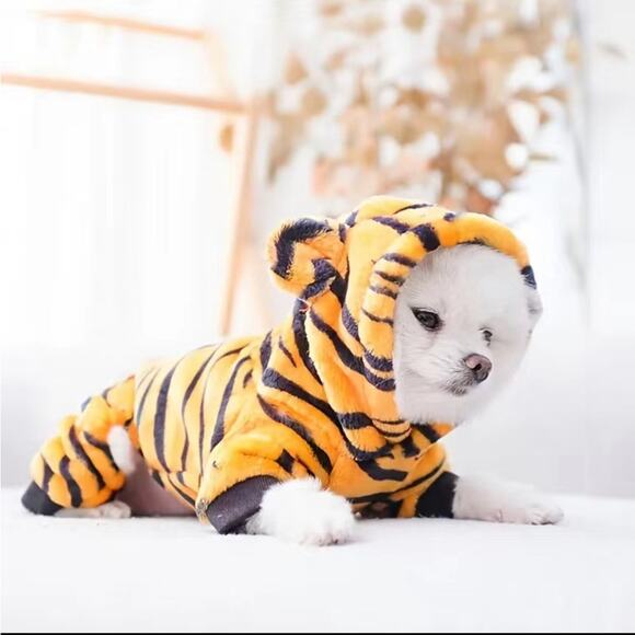 Dog Tiger Hooded Outfit Size Large - Picture 5 of 8